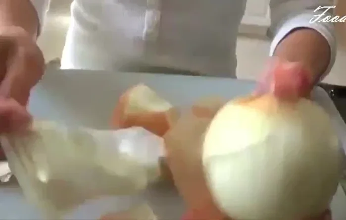 Do the same for the other onion, about half an inch wide.