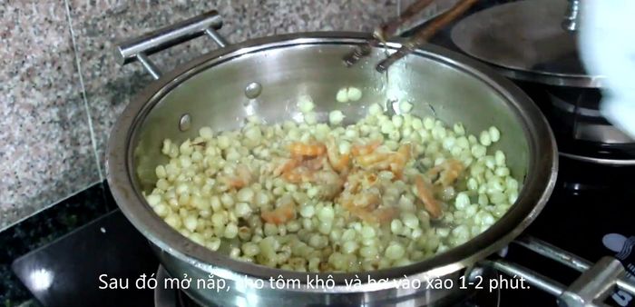 Add softened dry mushrooms (soaked in hot water for 20 minutes) and butter for extra flavor. Stir-fry for another minute or two.