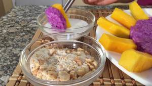 Magenta Sweet Sticky Rice with Mango & Coconut Glaze (Vietnamese Recipe)