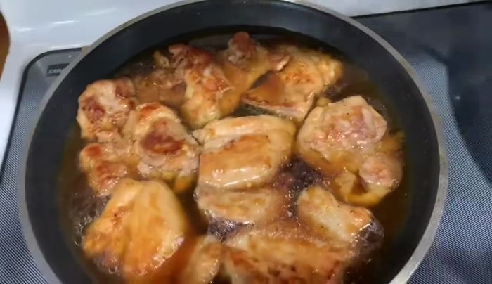 Cook chicken in a pan over medium-high heat for 15-20 minutes, until golden brown and sauce is thickened.