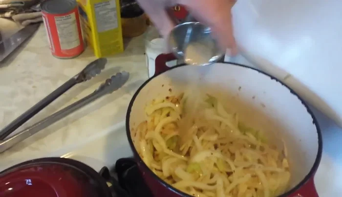 Stir in galangal powder, bay leaf, and most of the curry powder.