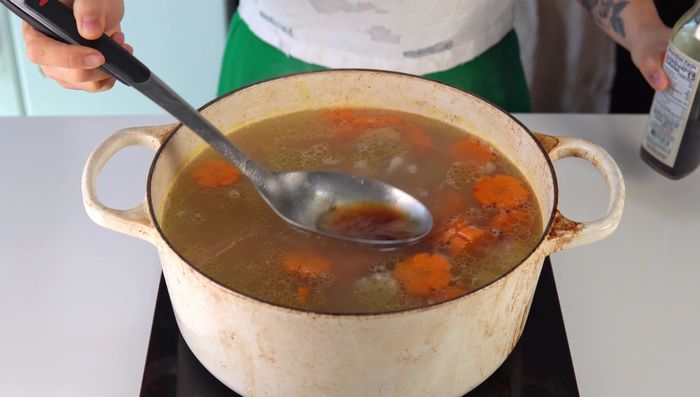 Season broth with bouillon and fish sauce to taste.