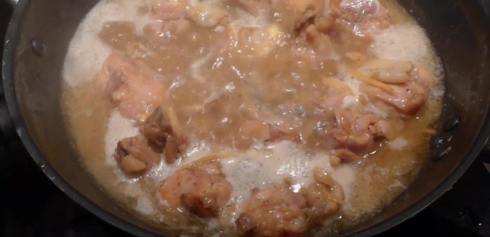 Simmer uncovered for 30 minutes, skimming off scum and fat as needed, until the sauce is reduced by 1/3.