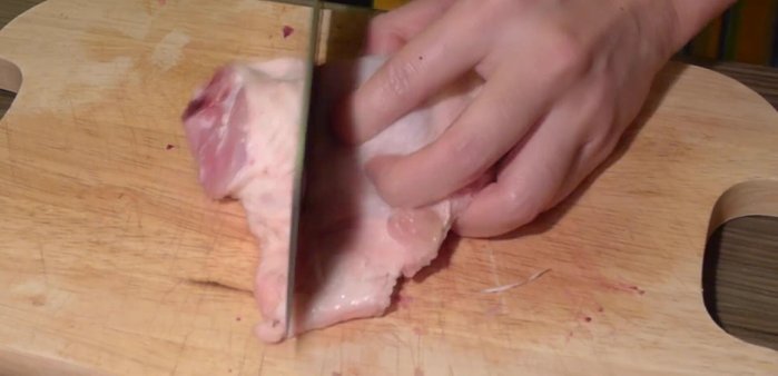 Chop chicken into large pieces. (Chicken will shrink during cooking).