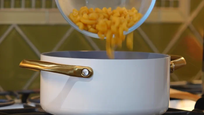 Boil macaroni: Bring salted, oiled water to a boil. Add macaroni, stir, and cook until slightly al dente (1-2 minutes less than package instructions). Drain and rinse with cold water.