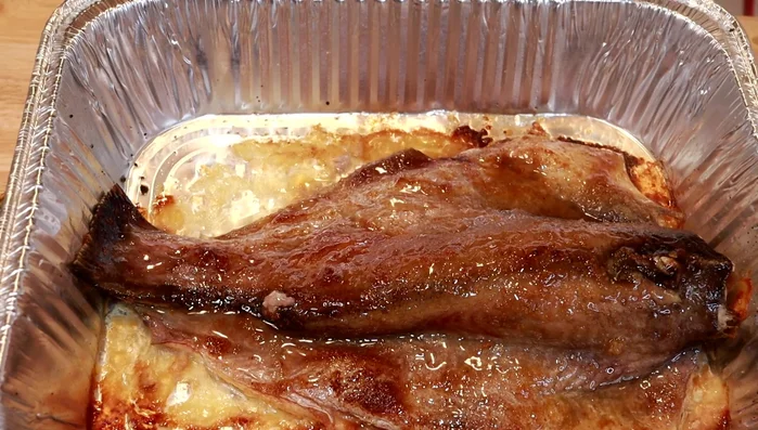 Broil the catfish for 10 minutes to create a honey glaze.