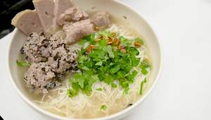 Vietnamese Mushroom & Pork Ball Noodle Soup (Bún Mọc)