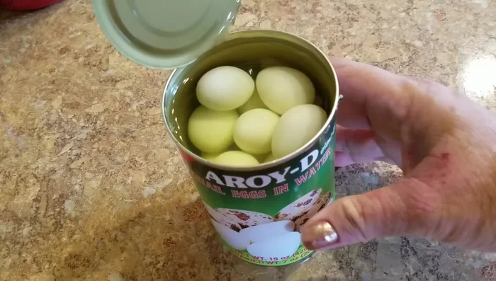Drain and rinse quail eggs and set aside.