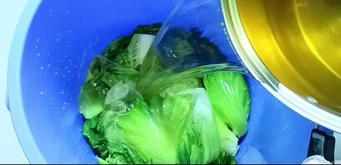 Soak the cabbage: Once the brine has cooled completely, submerge the cabbage in a large container. Ensure the cabbage is mostly covered with the brine. Cover the container and let it sit at room temperature for a day.
