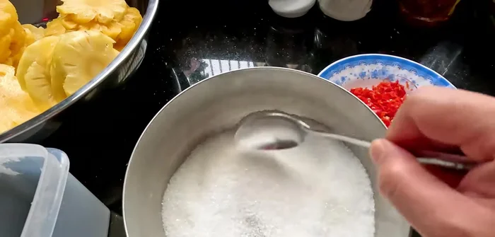 Add chili (freshly ground or dried) to the sugar-salt-MSG mixture.