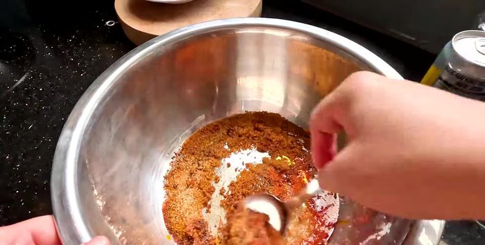 Marinate the beef: Add the shredded beef to the spice mixture, along with the pounded aromatics (reserve some sliced lemongrass). Mix well.