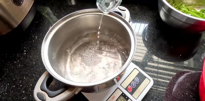 Prepare the vinegar-sugar mixture: Combine rice vinegar, water, sugar, and salt in a pot. Bring to a boil and simmer for 3-4 minutes. Let cool completely.