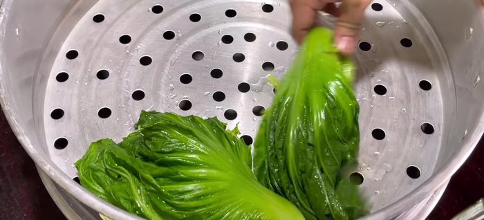 Steam the cabbage: Steam the cabbage for 2-3 hours to allow excess water to drain (170.68).