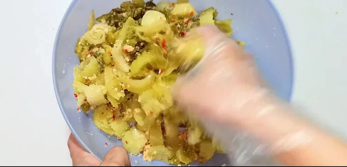 Let the mixture sit for about 2 hours, allowing the cabbage to absorb the flavors.