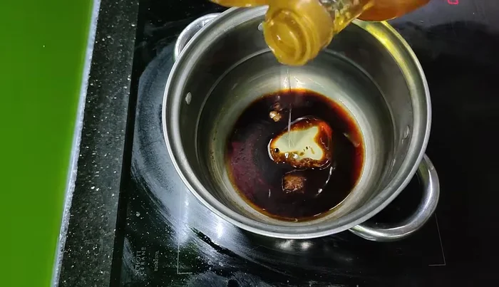 Prepare the sauce: Heat cooking oil, add pepper (if desired), and a little filtered water. (55.96)