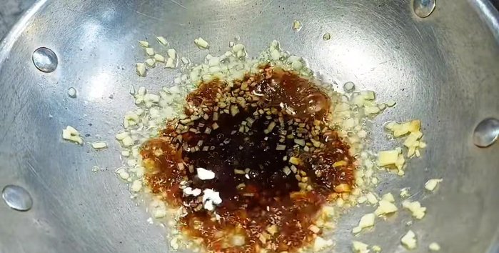 In the same pan, make the sauce: Add soy sauce, sugar, vegetarian seasoning, ground pepper, and water. Simmer until thickened.