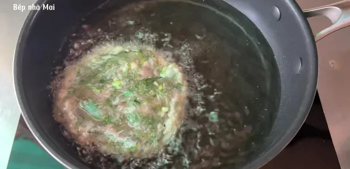 Fry half of the fish and meat mixture. Set aside the other half.