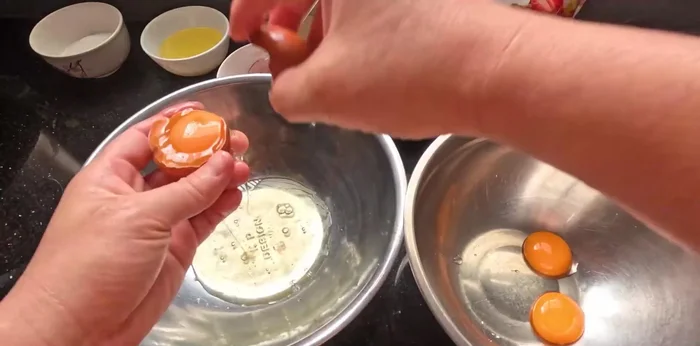 Separate egg whites and egg yolks.