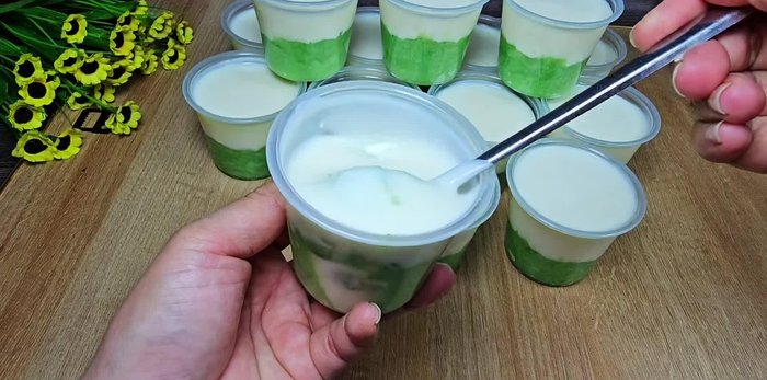 Prepare ingredients: Measure out milk, sugar, yogurt starter, Ong Tho milk, milk powder, young green rice, salt, tapioca starch, water, and pineapple syrup.