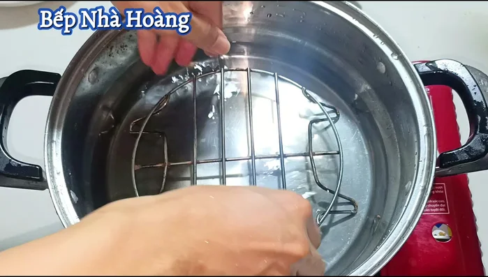 Add a little water to your steaming pot. Place the dish with the eggs inside the steamer.