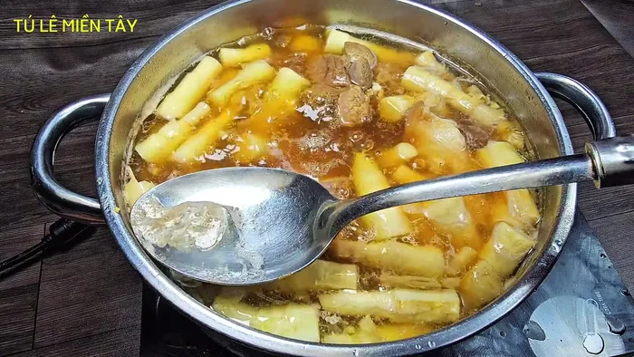 Braise: Reduce heat to medium, and simmer until the pork leg is tender. Skim off any foam that forms. This may take around 30 minutes initially, then let it sit for an hour, then cook again until sauce reduces.