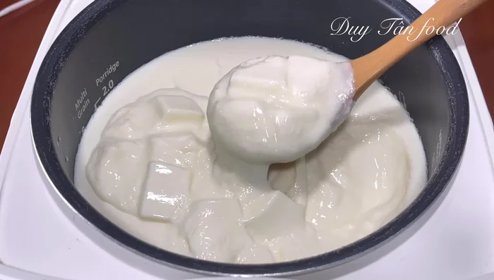 Once ready, gently stir the yogurt to ensure even consistency.