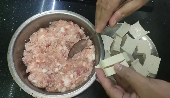 Fry the stuffed tofu in an air fryer (or frying pan) for 10 minutes, checking once.