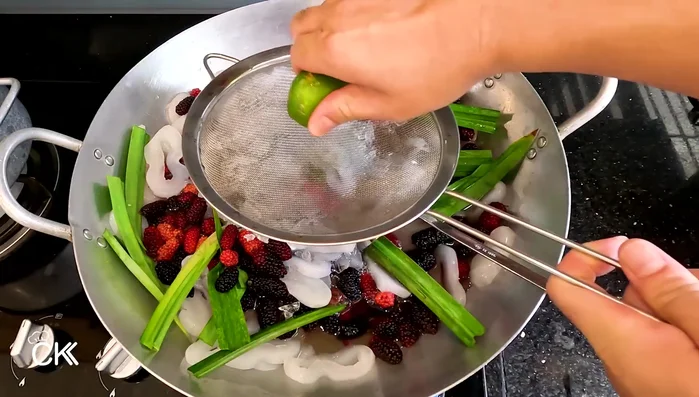 Squeeze a lemon into the pot.
