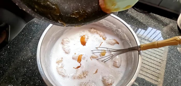 Add the remaining sugar water from the cooked bananas to the batter and mix well.