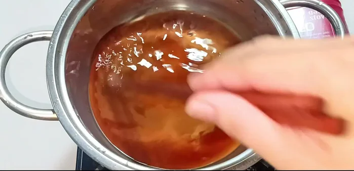 Cook the brown sugar mixture on low heat, stirring constantly until thickened and clear.
