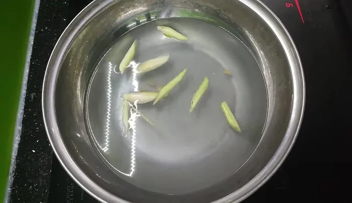 Boil the intestines, adding a little at a time. After boiling, immediately put them in cold water.