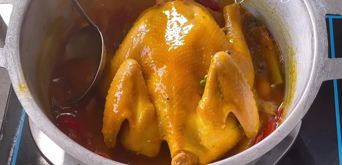 Serve: Remove the chicken from the steamer and let it rest. Thicken the remaining sauce if desired. Serve the chicken hot, with the sauce as a dipping sauce or drizzled over the chicken. Enjoy with sticky rice or beer.