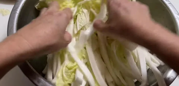 Blanch the cabbage evenly and stir every 15 minutes.