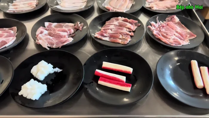 Add the prepared ingredients to the hot pot broth. The transcript notes a wide array of options, including various meats, seafood, noodles, tofu, and vegetables.