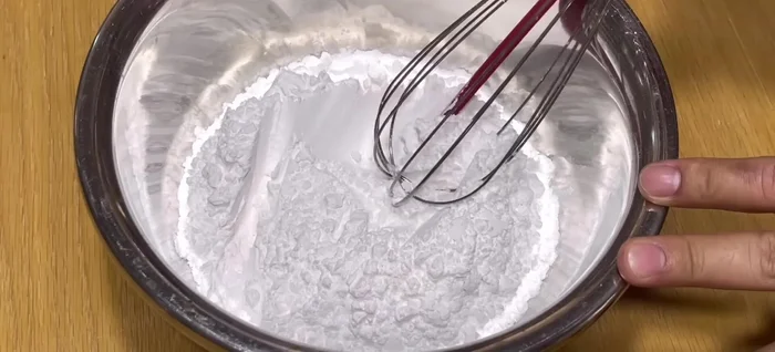 Mix the dry ingredients for the coffee layer. In a bowl, combine tapioca starch, flour, and salt. Mix well.