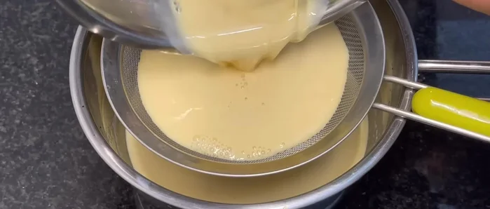 Strain the custard to remove any lumps or egg white.