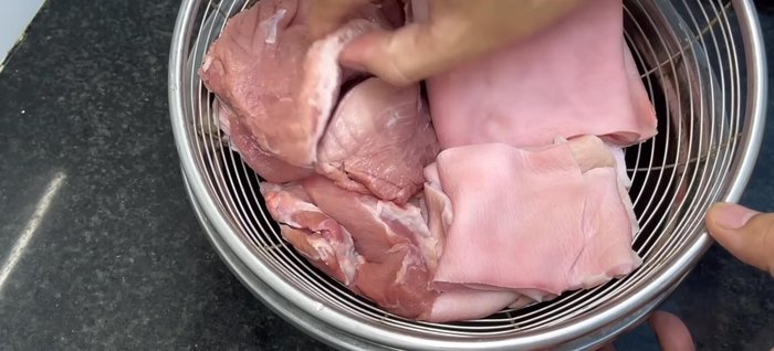Cut the lean pork into thin, 1-2 inch pieces for easy marinating and faster cooking. (44.36)