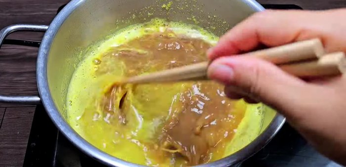 Add water and fish sauce to the sautéed pineapple mixture. Bring to a boil, skim off foam, and cook for 1 minute.