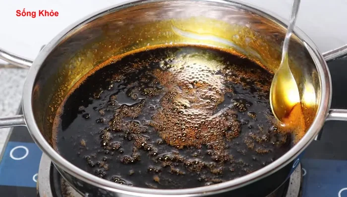 Let the caramel cool completely. Skim off any foam that forms on the surface.