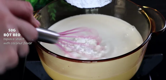 In a separate pot, heat fresh milk, then add powdered milk, stirring constantly over low heat to prevent clumping.
