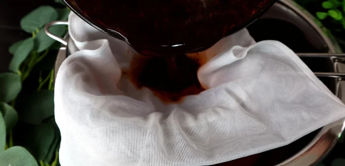 Strain the brewed tea.