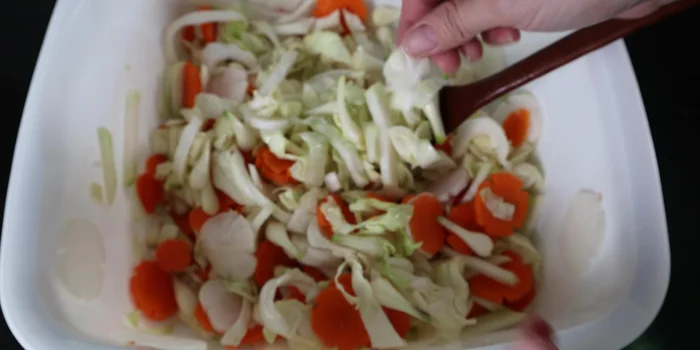 Wash the marinated vegetables to remove excess salt.