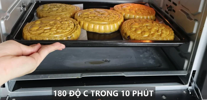 Bake the mooncakes: Preheat oven to 180 degrees. Bake for 10 minutes, then brush with water and bake for another 15 minutes. Brush with egg wash for a glossy finish.
