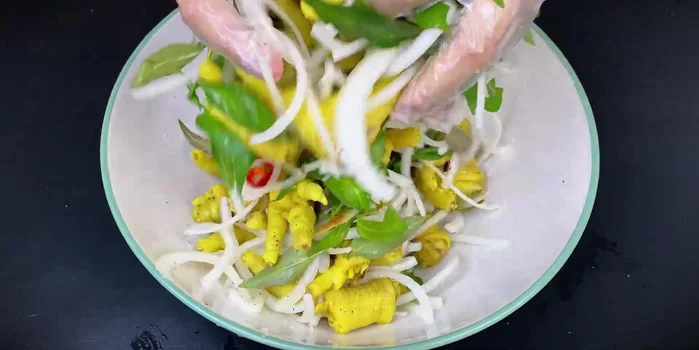 Mix gently, arrange on a plate, and serve.