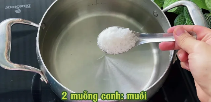 Boil 2 liters of water with 2 tablespoons of salt and 4 tablespoons of sugar until it boils. Let cool completely.