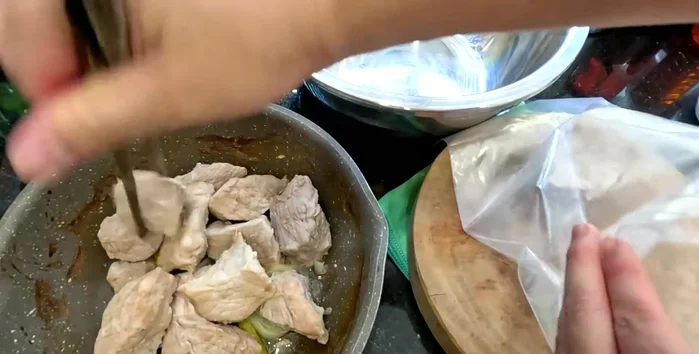 Place the cooked pork in a bag or bowl. Using a meat mallet or heavy object, gently pound the pork to flatten it, ensuring not to break the meat fibers.