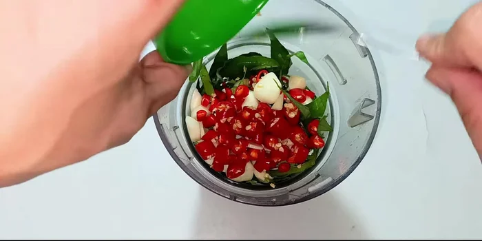 Combine all chopped ingredients in a blender or bowl, add coarse salt (50g, about 3 tablespoons), MSG (1 tablespoon), and ground pepper (1 tablespoon).