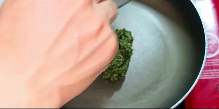 Roast the mixture in a pan over low heat, stirring frequently until dry and slightly crystallized. This prevents burning.