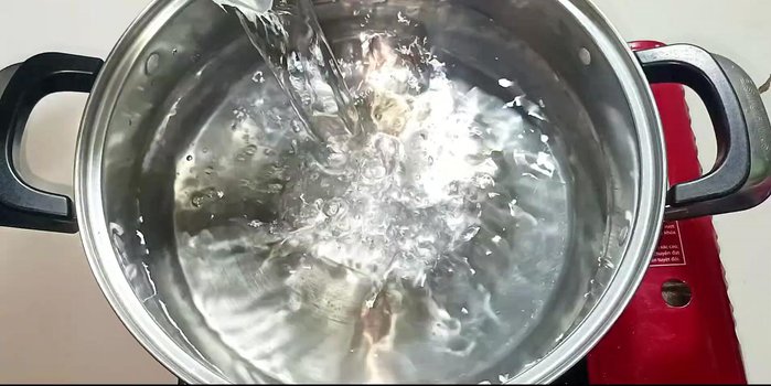 Boil 3 liters of water in a pot.