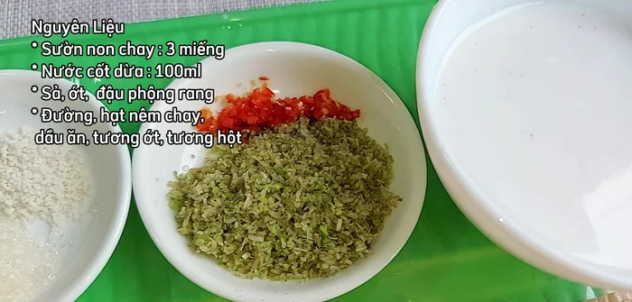 Soak vegetarian ribs in water until soft (28.64). Wash, squeeze dry, and shred thinly (43).